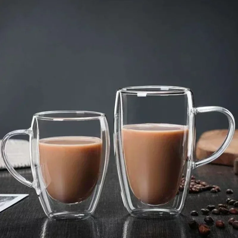 150-450ml Transparent Coffee Cup Double Wall High Borosilicate Glass Milk Water Cup Household Insulated Juice Espresso Cup
