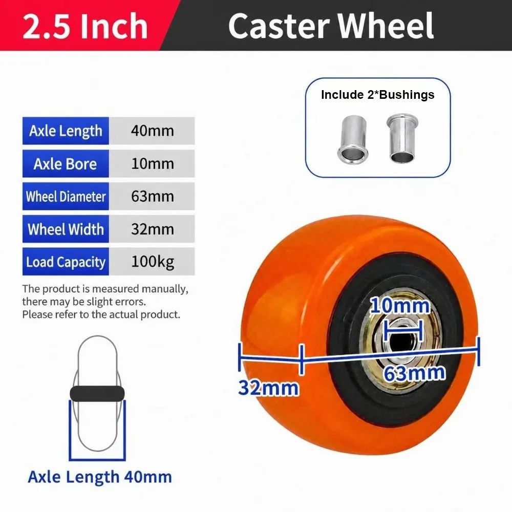 Durable Double Bearings Caster Wheel High Load Capacity Orange Trolley Wheel Wear Resistance PVC Wheel Home Use