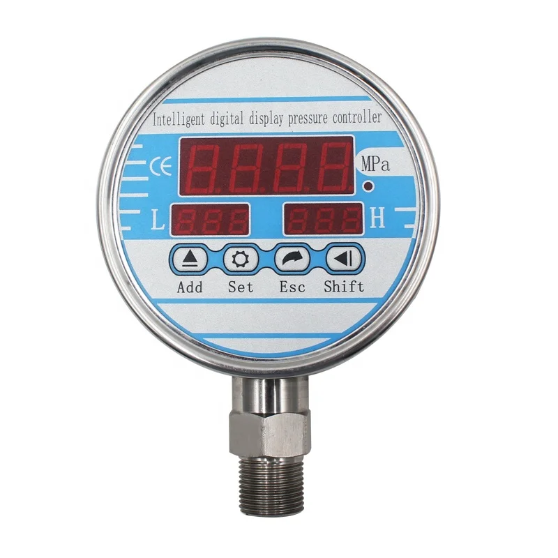 8700 psi Digital Pressure Gauge Manometer LED Digital Hydraulic Pressure Electric Contact Gauge Controller Upper Lower Alarm