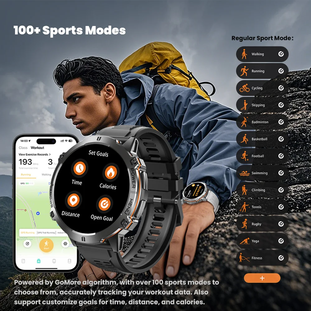 2025 New T-Rex3 Outdoor Sports smartwatch 1000mAh Battery 1.73