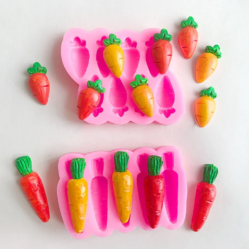 Carrot Silicone Mold DIY Fondant Chocolate Cake Decorating Candy Gum Paste Polymer Clay Cupcake Topper Baking Mold for Easter