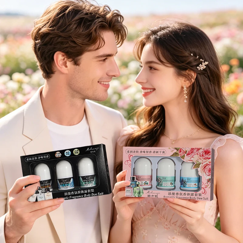 Set de 3 Lociones Corporales con Fragancia Romántica, retención de fragancia duradera, fresco y hidratante, regalo ideal para parejas