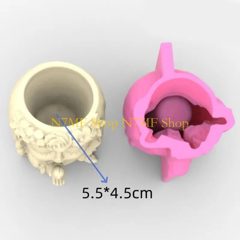 

N7MF Прекрасные венок для девочек цветочные горшки Силиконовая плесень держатель ручки бетонный плесень сочный плантатор