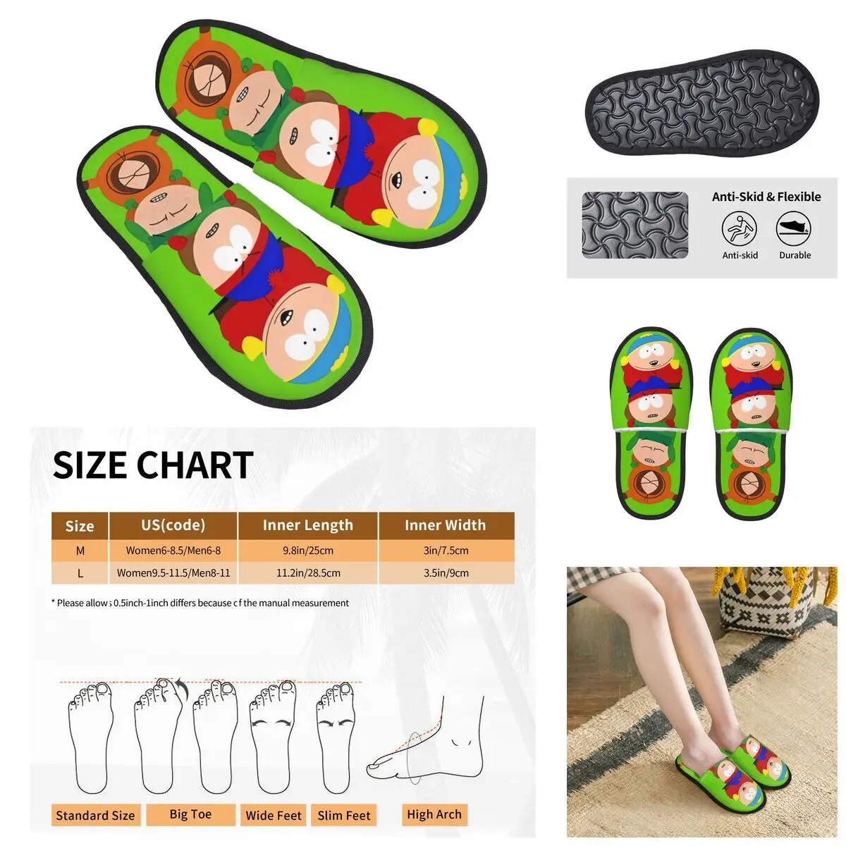 S-southpark Theme Breaking Park Men Women Furry Warm printing pantoufle homme Home slippers