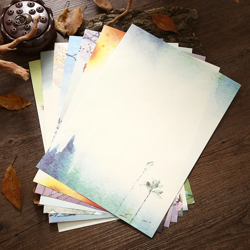 16sheets/pack Chinese Style Vintage Letter Pad Flower Landscape Paper for Writing Paper