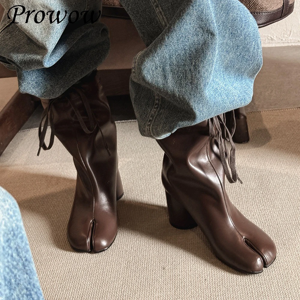 

Новые модные ботильоны из воловьей кожи со шнуровкой и квадратным носком на толстом каблуке, женская обувь Zapatos Mujer