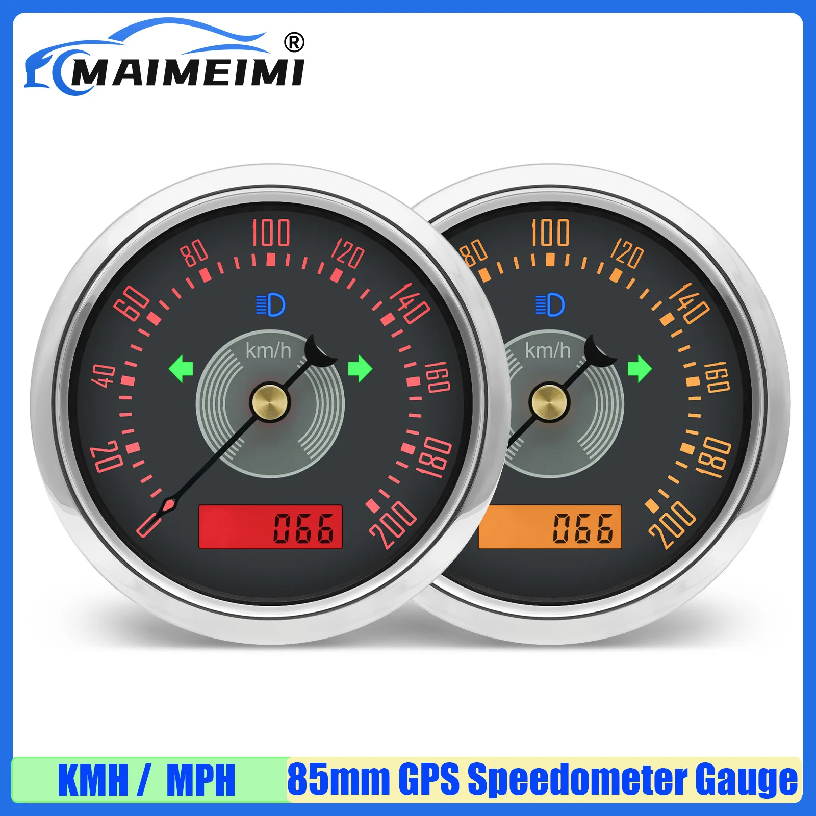 

MAIMEIMI 85ММ GPS-спидометр для автомобиля, лодки 0-160 км/ч, 0-200 км/ч, 0-160 мили/ч, 0-200 мили/ч с указателем поворота, дальним светом, в ретро-стиле