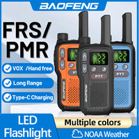 2PCS Baofeng BF-T18 Mini Dual PTT Walkie Talkie Portable PMR FRS NOAA Flashlight Support Type-C Charger For Emergency