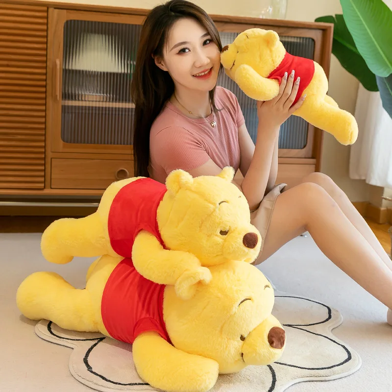 Disney-muñeco de peluche de oso de Winnie para niños, juguete de peluche de dibujos animados Kawaii, almohada de oso suave, regalo de cumpleaños