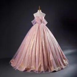 Customized Shiny Ball Gown Women Evening Dresses Sequins Prom Birthday Party Gowns Formal Occasion Vestido De Fiesta