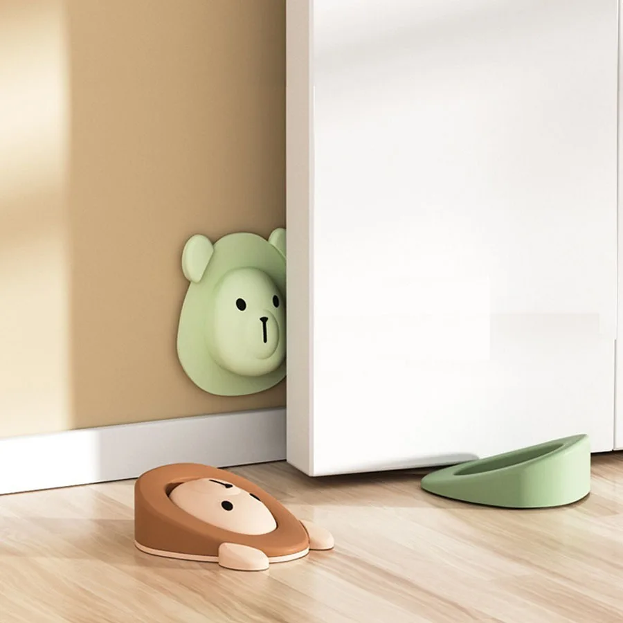 

2 in 1 Door Stop Little Bear Cartoon Soft Silicone Thicken Door Bottom Multi-function Child Safety Anti Pinch Hand Door Stopper