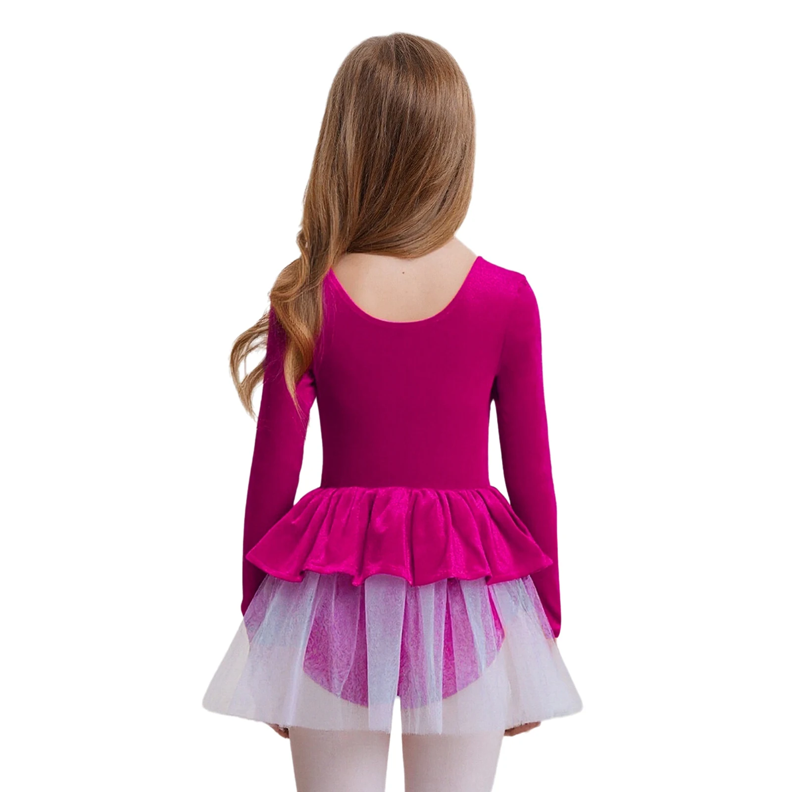 Sequins Patchwork Velvet Ballet Dance Dress Kids Girls Figure Skating Ballet Dance Performance Costume Ballerina Party Clothes