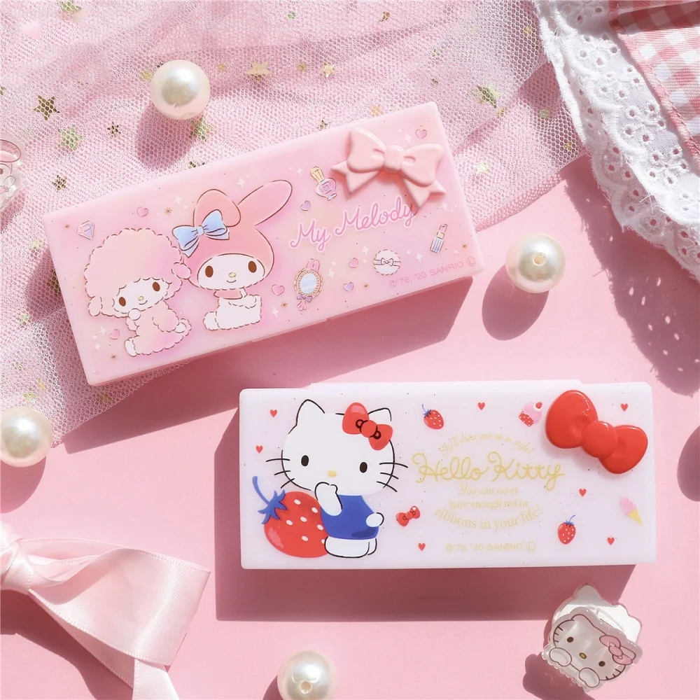 Genuine Sanrio Mini Storage Box Hello Kitty Melody Portable Hairpin Band-Aid Cotton Swab Debris Organzier Boxes Girls Toys Gifts