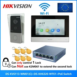 HIKVISION DS-KIS603-P(C) Meertalige 802.3af POE video-intercom KIT, inclusief DS-KV6113-WPE1(C) & DS-KH6320-WTE1 & PoE-schakelaar