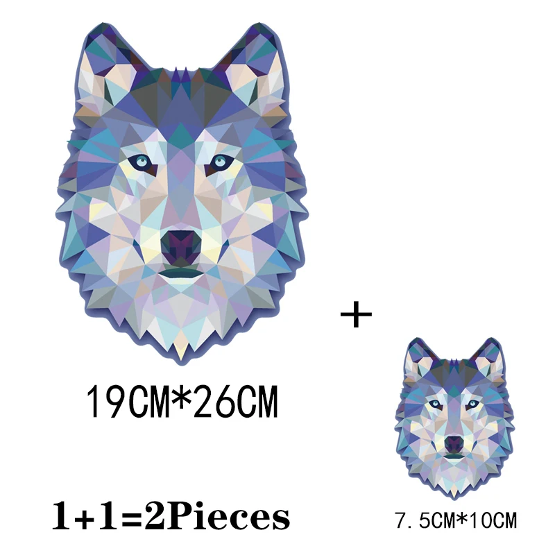 2Pcs/Lot Crystal Wolf lion Butterfly Fox Animal Heat Thermal Transfer Iron On Patch For Clothes Thermo-Adhesive Stickers DIY