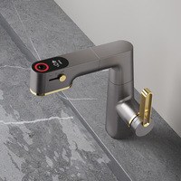 Multifunctional Bathroom Faucets Pull Out Basin Mixer Sink Faucet Gourmet LED Display Temperature Tap 360° Tapware Crane Brass