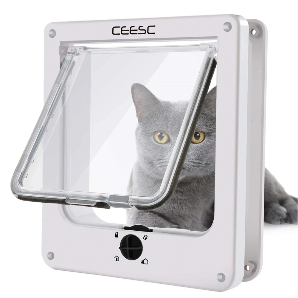 Pet Flap 4-Way Locking Magnetic Home Dog Cat Door Tough ABS Pet Cat Door For Dog And Cat