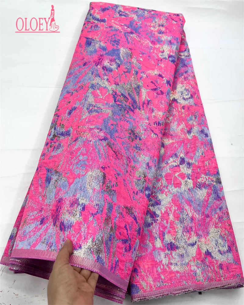 

OLOEY Brocade Jacquard Lace Fabric, Floral Pattern Design, 2025 African Ethnic Traditional Material For Evening Dress