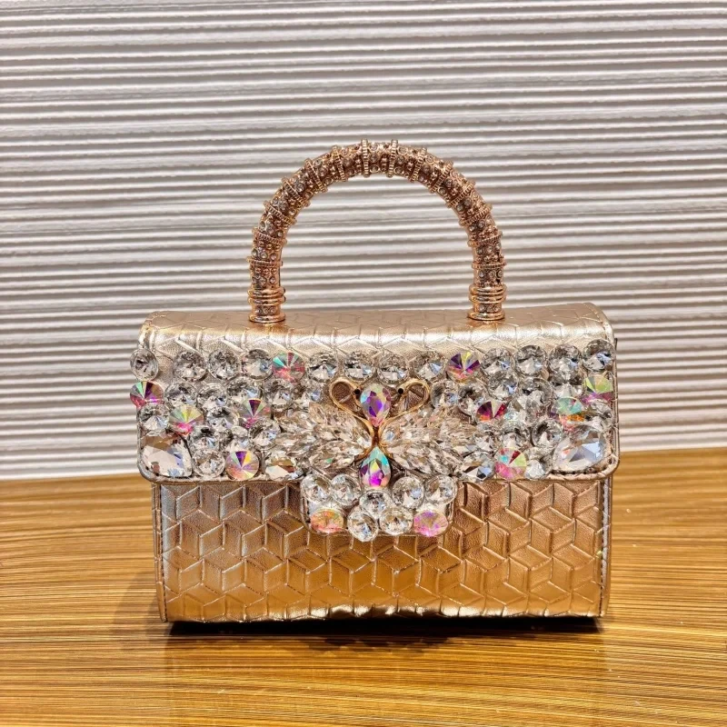 2026 Luxury Glitter Crystal Rhinestones Evening Bag Vintage Serpentine Diamond Handbags Elegant Flower Pattern Banquet Bag