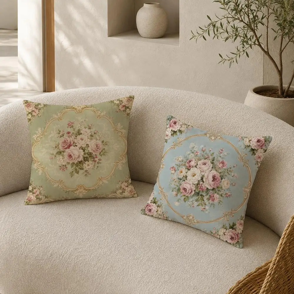 Vintage Floral Frame Decor Cushion Cover Pillow Case plush Double-sided Print Square Covers Sofa Home Cushion