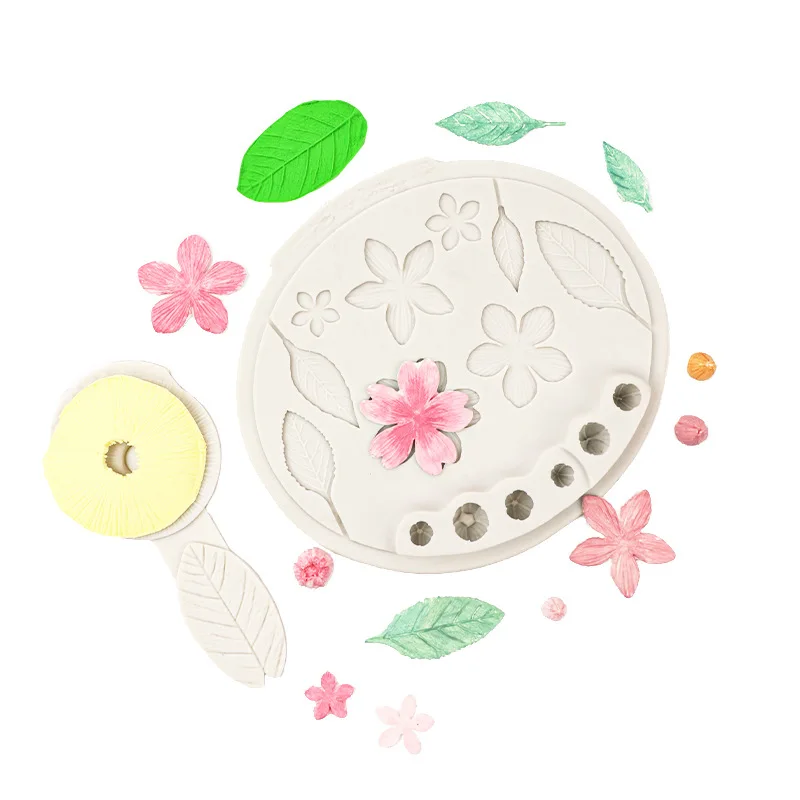 Plum Leaf Pattern Flower Cake Plug-in Silicone Mold A961