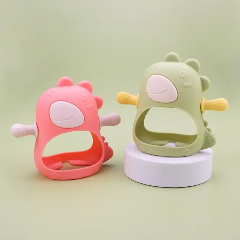 F62D Fashion Dinosaur Teether Baby Cartoon Animals Baby Teether BPA Silicone Teether DIY Teething Toy for Babies Infant