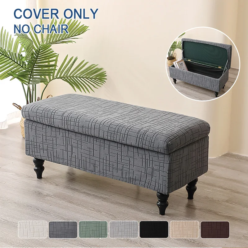 1PC Stretch Storage Ottoman Covers Rectangle Foldable Stool Cover Bedroom Bedside Footstool Slipcover Protector Home Decor