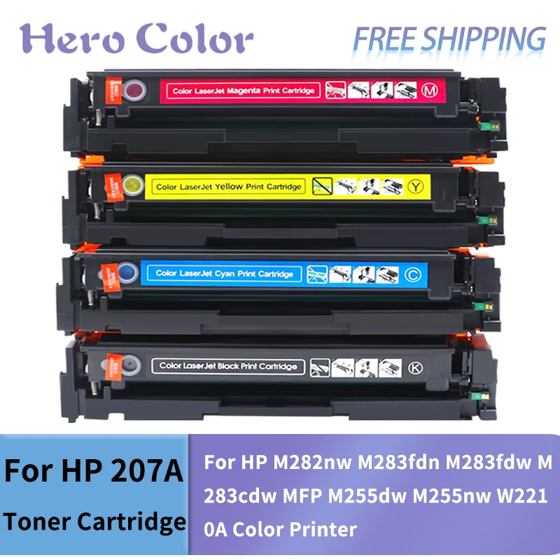 NEW Compatible For HP 207a Toner Cartridge With Chip M282nw M283fdn M283fdw M283cdw MFP M255dw M255nw W2210A Color Printer