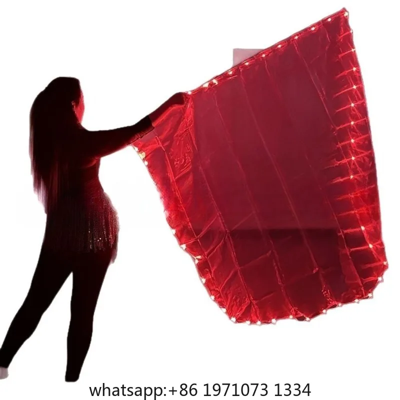 LED illuminated flag, white fabric with rechargeable batteries, with switch, dance props, performance costumes, dance costumes