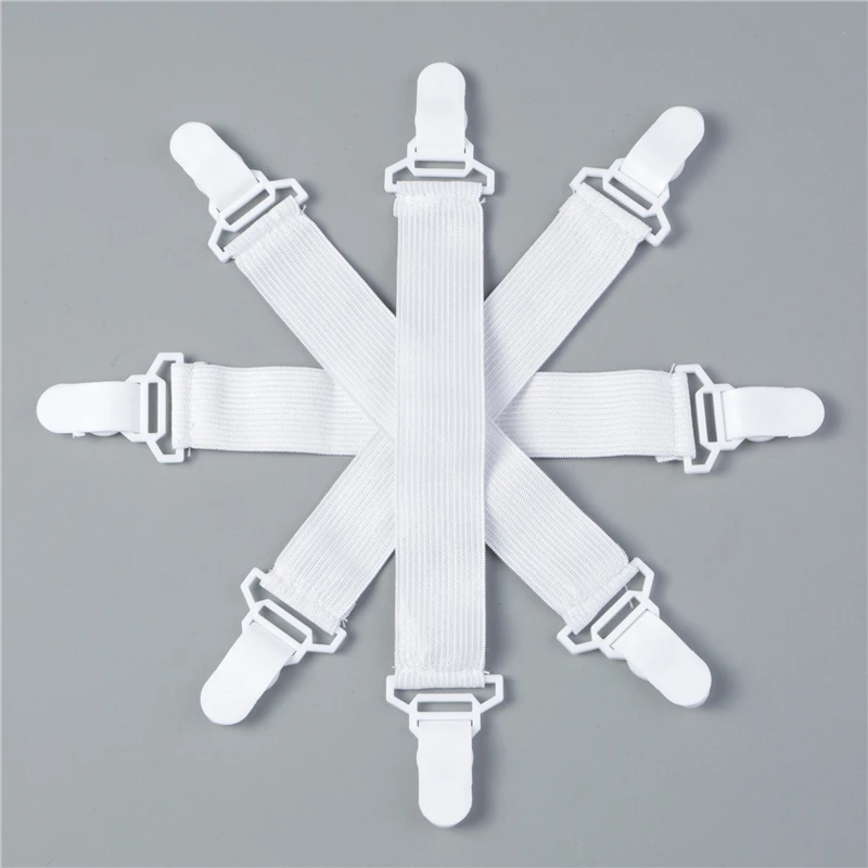 4Pcs/set Elastic Bed Sheet Grippers Double Head Clips Gripper Holder Suspender Bed Sheet Fasteners Adjustable Length 15-30cm