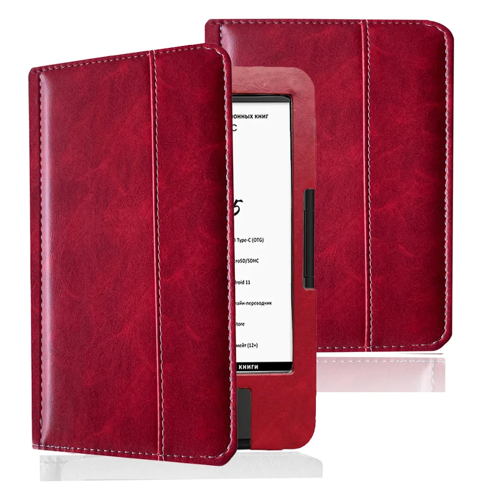 Case for 6' Onyx Boox Darwin 1/2/3/4/5/6/7/8/9 E-Book Tablet, Ultra Slim Leather Cases Elastic Hand Strap Flip Cover