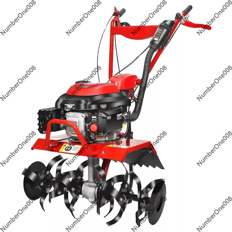 144 Four Stroke Micro Tiller, Small Soil Loosening Rotary Tiller for Garden, Agricultural Ditch Plowing Machine for Reclamation