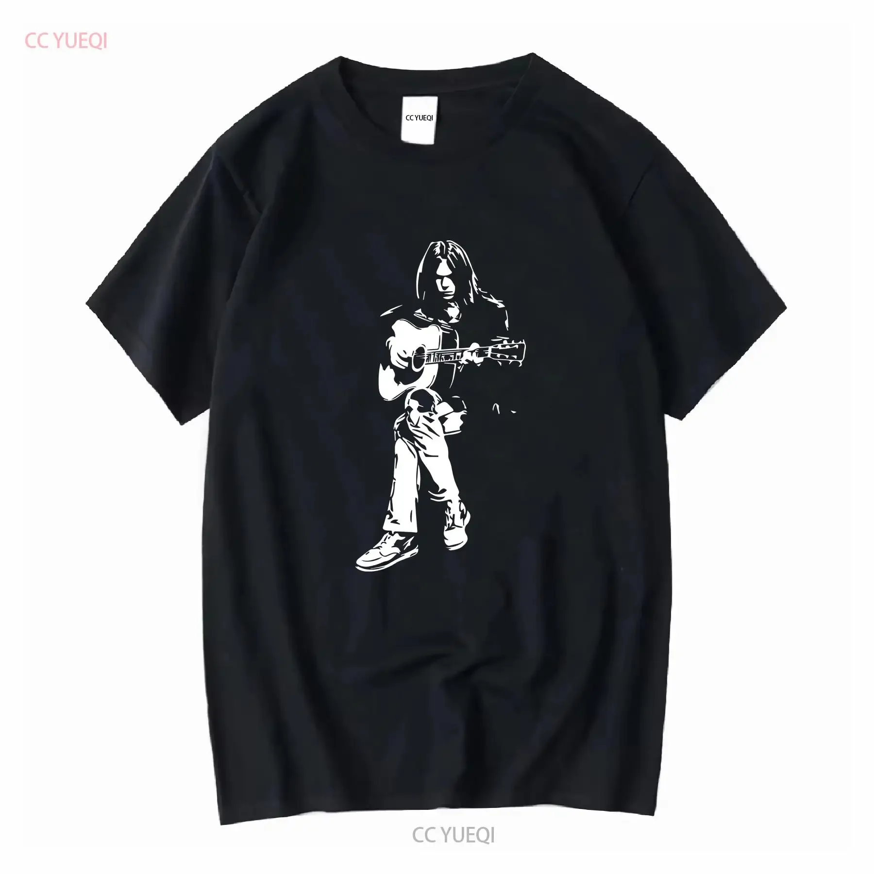 نيل يونغ تي شيرت الشعبية روك كروسبي ستيلز ناش خمر غسلها الرسم عارضة مريحة امتدت قليلا