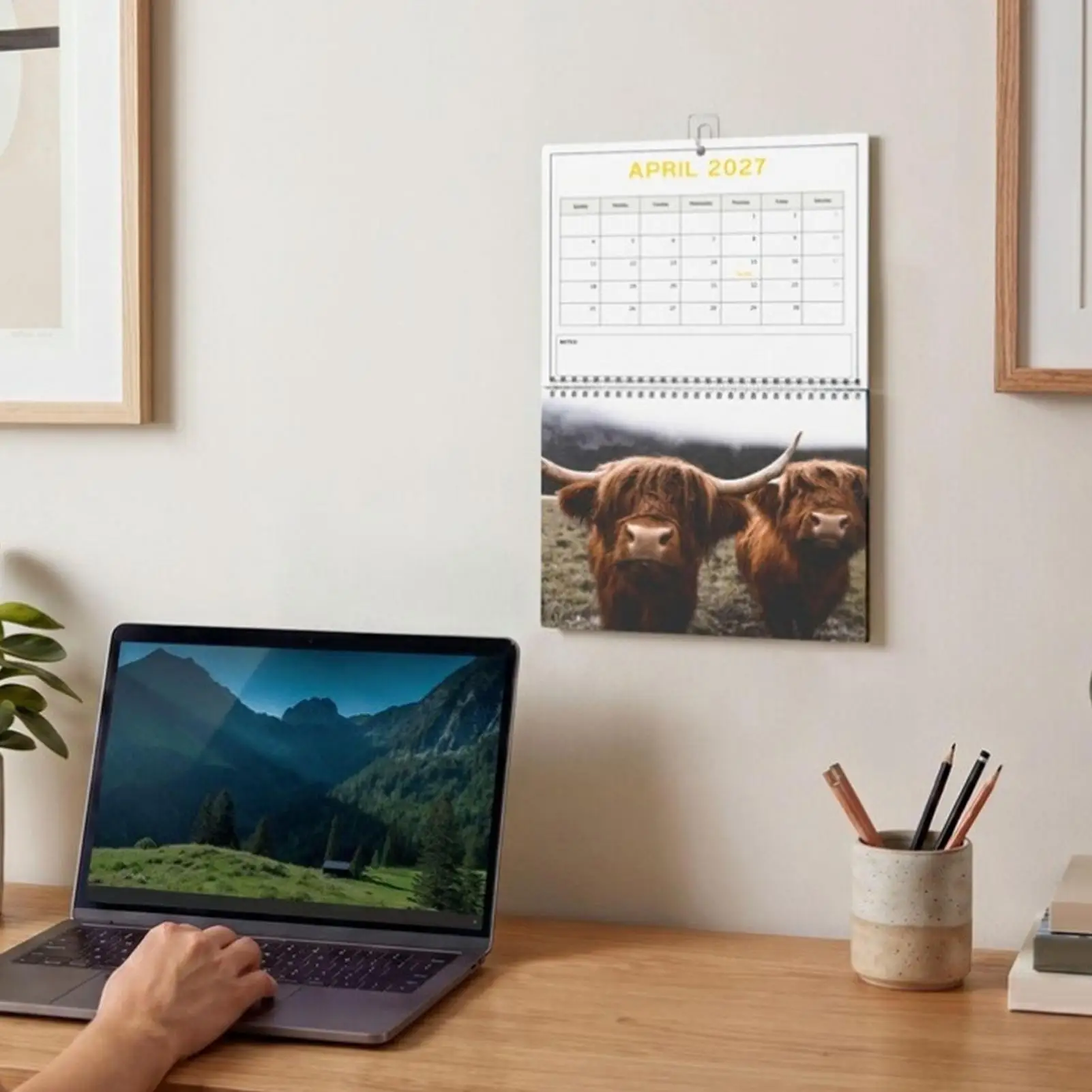 2027 Wall Calendar Funny Cow Large Block Notes To-do List Thick Paper Farm Animal Wall Calendar For Home Office Bedroom