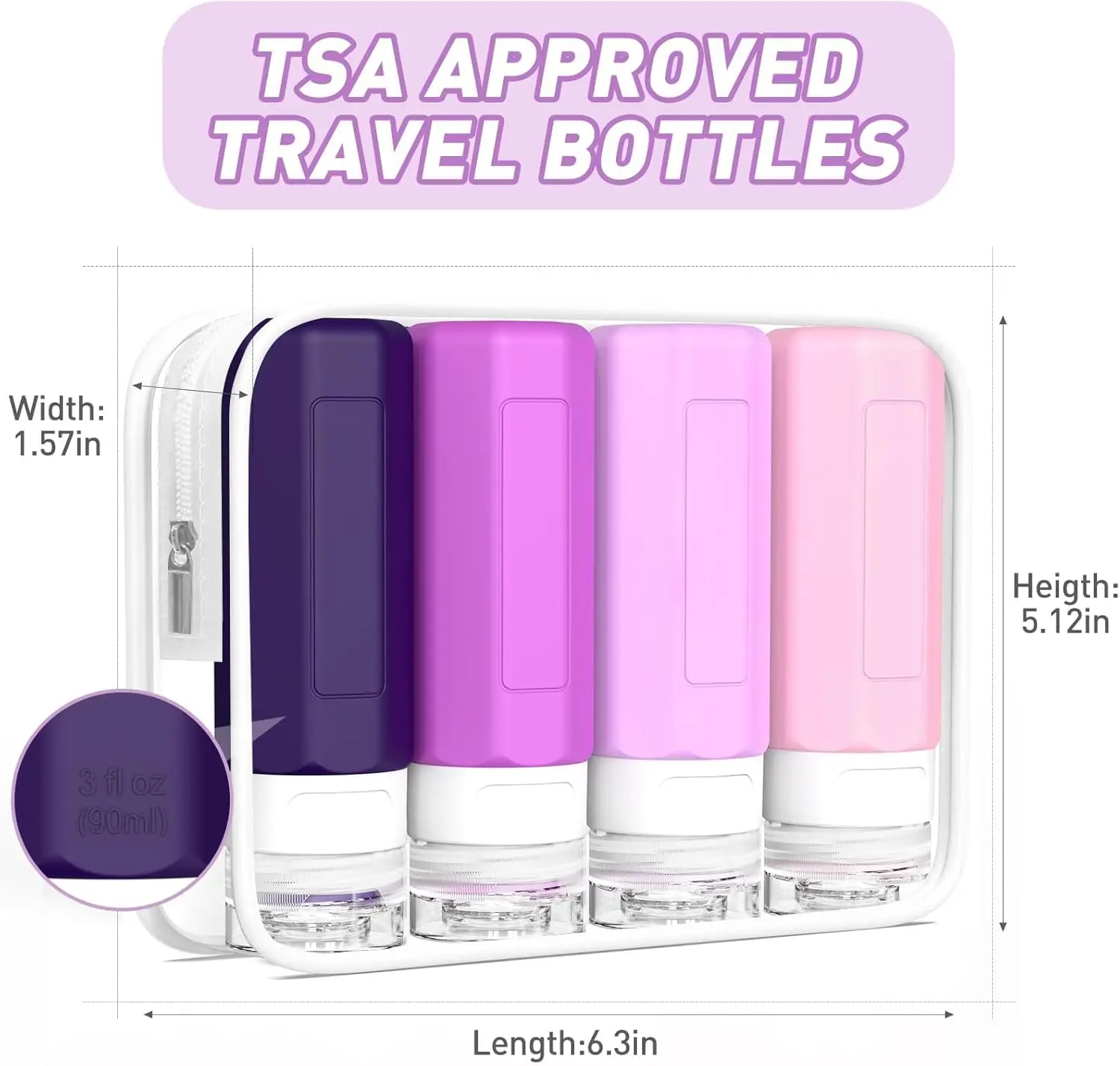 4 パックトラベルボトルトイレタリーセット TSA 承認 BPA フリーシリコン容器漏れ防止チューブ詰め替え液体アクセサリー