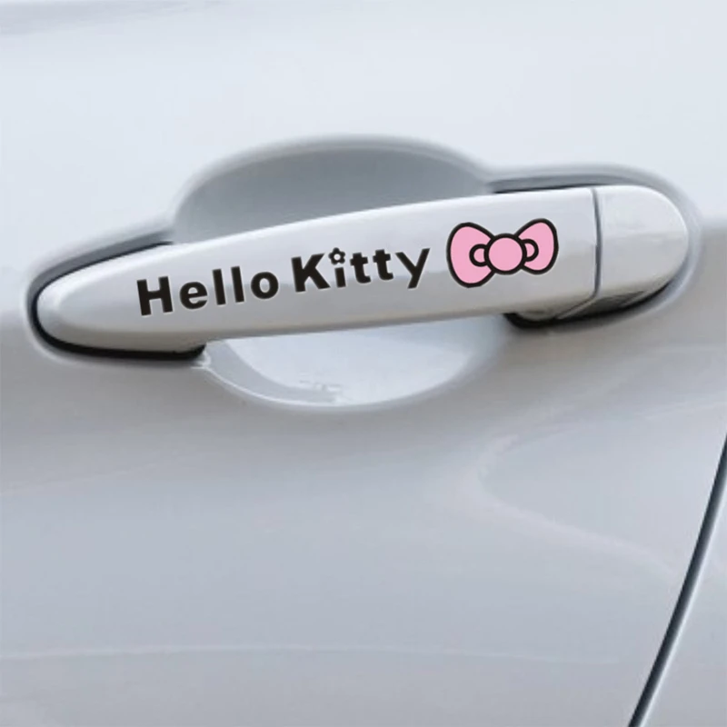 Sanrio Car Door Handle Modification Sticker Kawaii Hello Kitty Fuel Tank Cap Decoration Sticker Children\'s Toy Birthday Gift