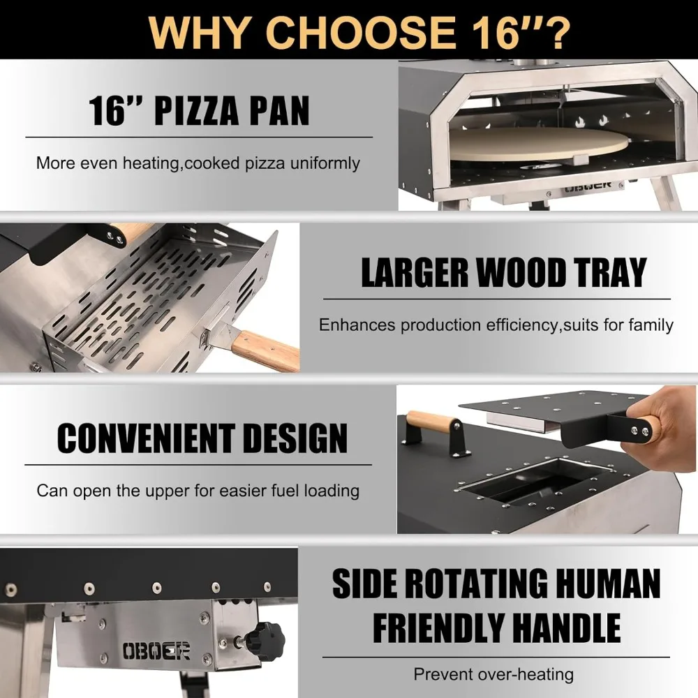 Imagem -03 - Aboron-forno Rotativo Multi-combustível para Pizza Exterior Portátil Fogo a Madeira e Gás Aço Inoxidável 16 Camadas