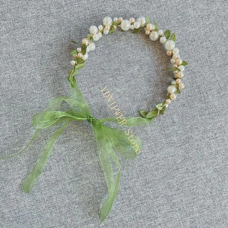 Parel/ blad haarband delicate aanpas hoofdband voor bloemenmeisje maken foto D08E