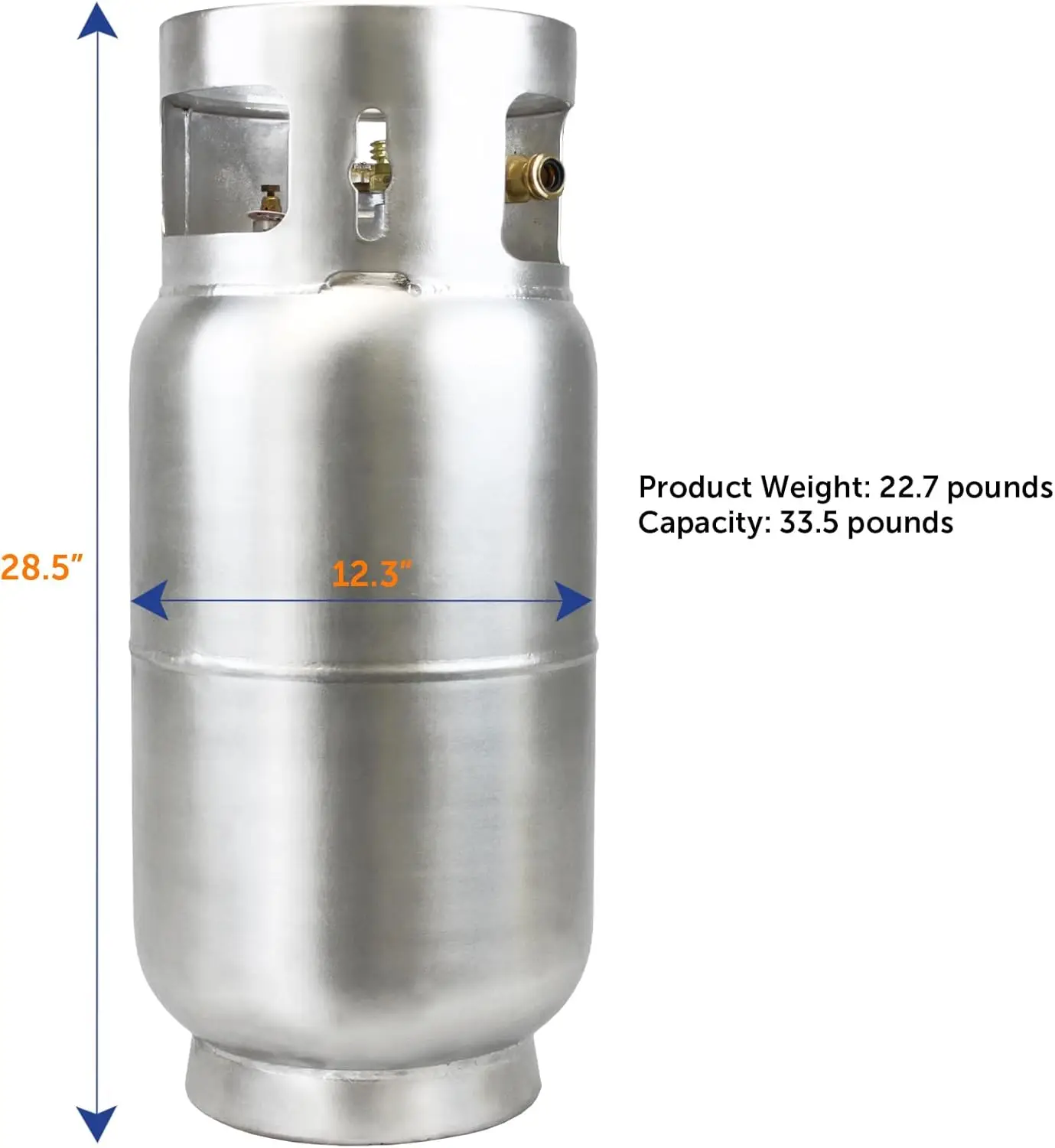 Алюминиевый баллон с пропаном для вилочного погрузчика 33,5 фунта с манометром, поддерживает DOT и TC, легкий, прочный дизайн