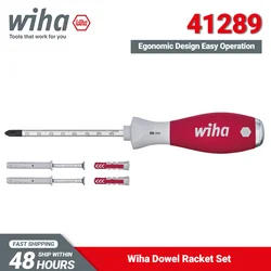 Wiha 41289 Dowel Racket Set SoftFinish Tap Screwdriver PH2 6 mm Round 4 Dowels 208Grams High Quality Material Easy Operation