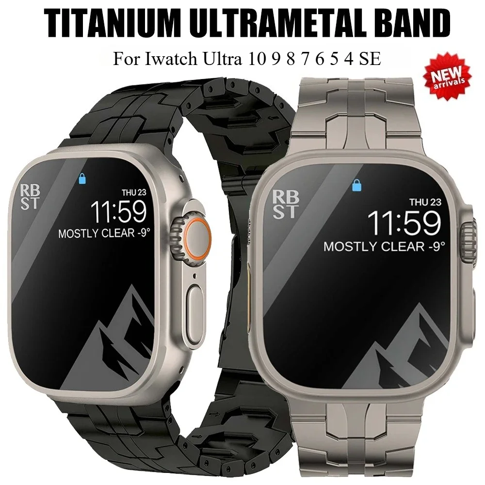 Correa de Metal de titanio para Apple Watch, pulsera de 49mm UItra iWatch Series 10 9 8 7 46mm 45 42 41mm 6 5 4 3 SE 40mm 44mm