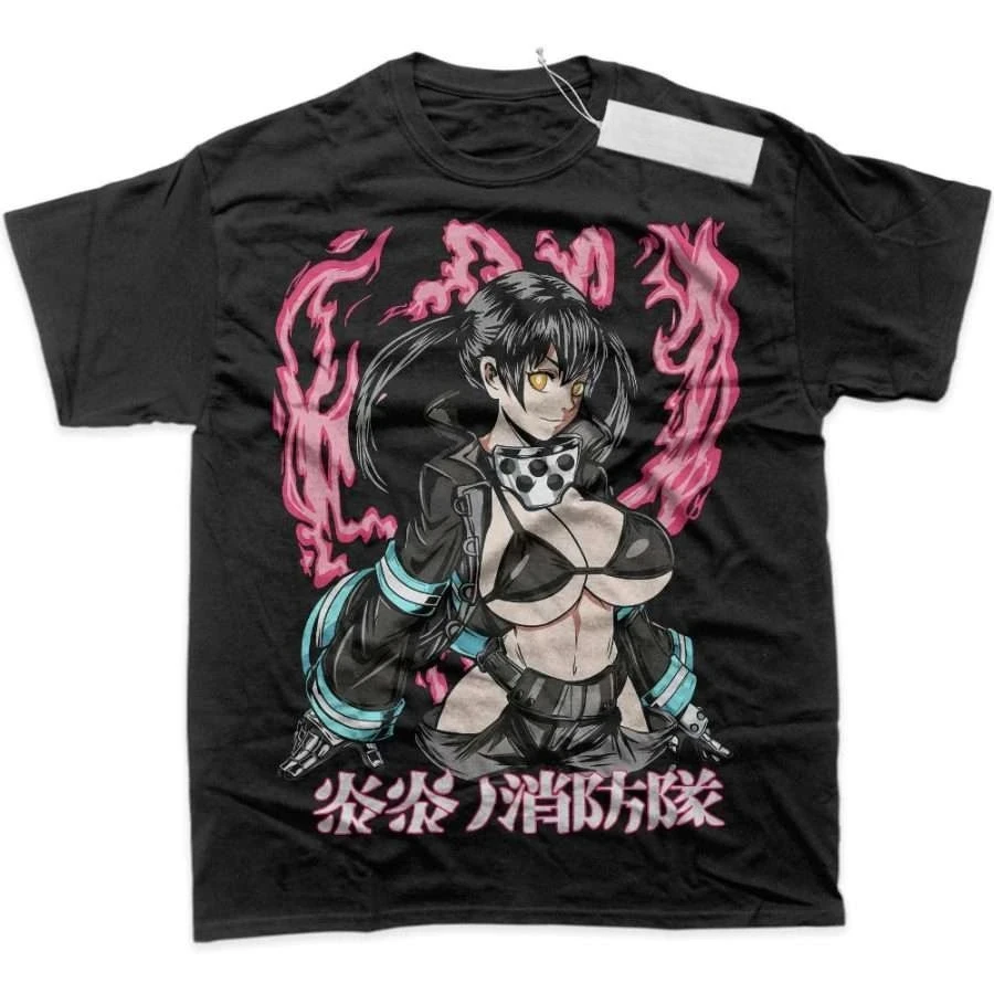 Fire Force Oversized Unisex T Shirt Streetwear Cotton New Retro Short Sleeves Graphic Print T-Shirt Women Men Harajuku Classic
