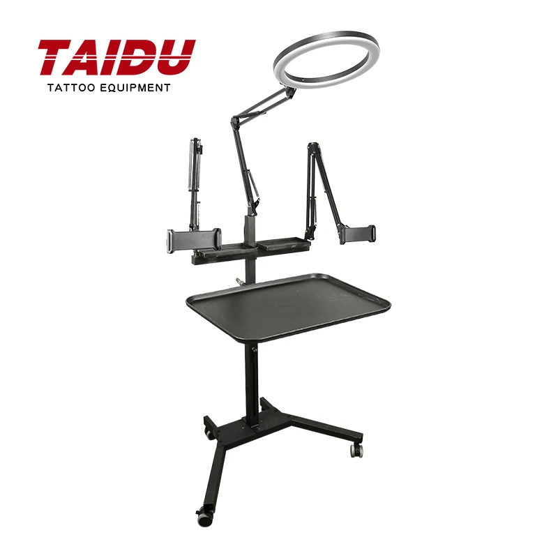 

TAIDU 2025 New Tattoo Work Station With Foldable Led Light 60w With Ipad Holder Table With Tray Work Table Tattoo Equipment