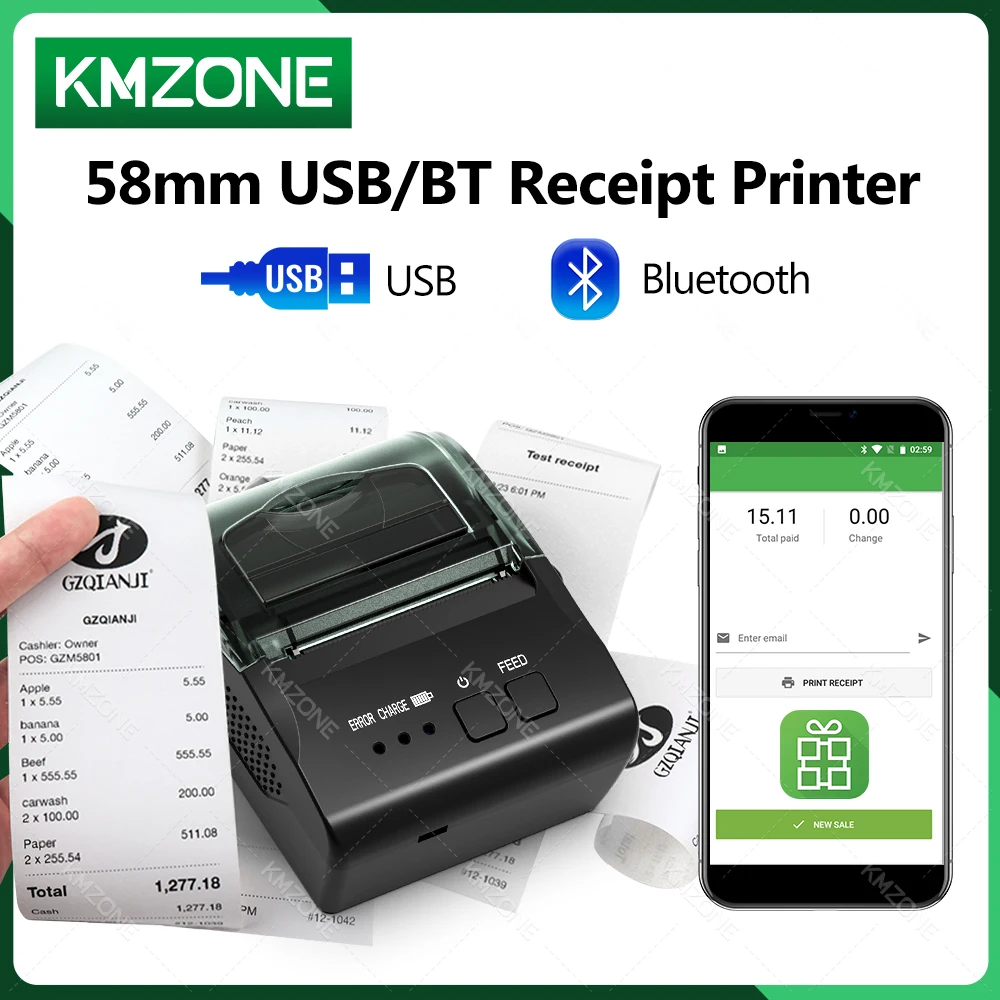 

POS-чековый телефон, Беспроводная Bluetooth портативная машина Loyverse SII с поддержкой 1D 2D штрих-кодов, печатное устройство GZQIANJI