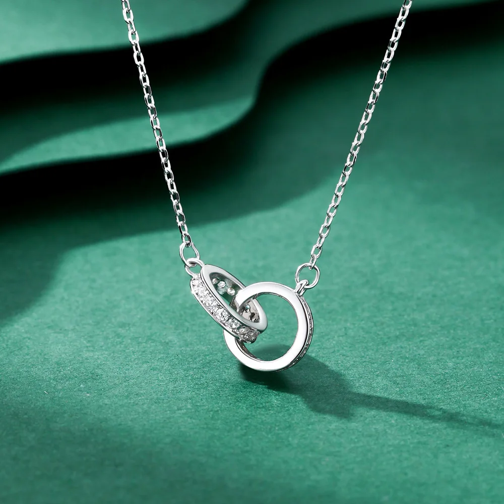 925 Sterling Silver Sparkling Circle Lock Fashion Pendant Necklace Basic Daily Trendy Jewelry Choker For Women Christmas Gifts