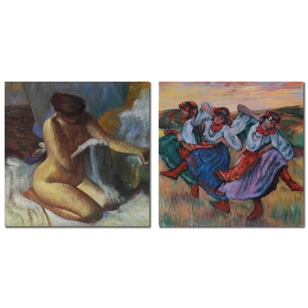 

Фигурка большого размера, русские танцоры, классическая картина на масле, холст Эдгар Дега, произведение искусства ручной работы для декора гостиной