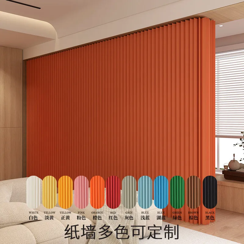 Creative screen partition foldable background wall exhibition office mobile partition wall color paper wall telescopic