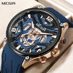 MEGIR Chronograph Men Watch Luxury Military Watches Silicone Luminous Waterproof Date Man Wristwatch Sport Reloj Hombre 2222