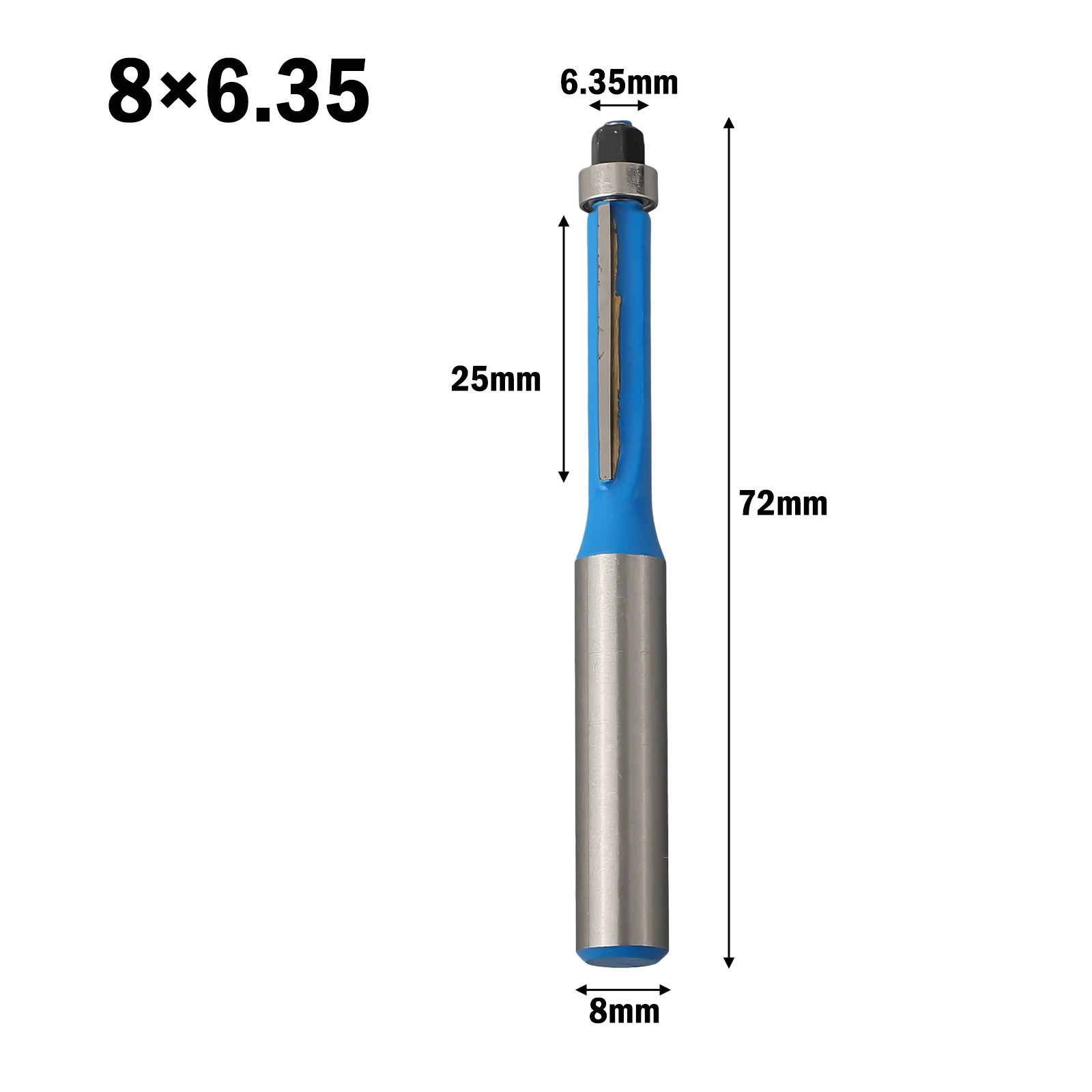 Woodworking Tool, 8mm Shank Doubleedged Trim Bit with Bearing, Suitable for Plywoods, Laminates, and Hardwoods