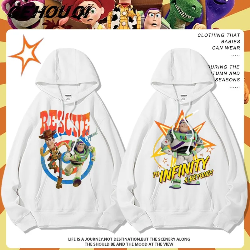 

Toy Story Co-hoodie Man Oversize Coat Woody Buzz Lightyear Strawberry Bear Print Clothing Trend